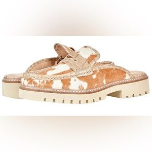 EUC Donald Pliner Hillie Open Back Loafer With Real Fur